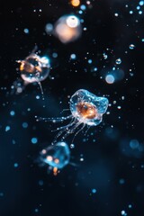 zooplankton feeding on phytoplankton, highlighting the intricate marine nutrition process.