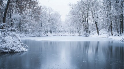 Frozen Lake in Winter Wonderland