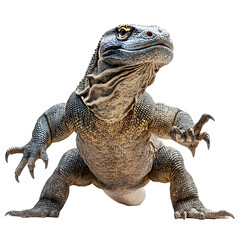 Obraz premium Aggressive Komodo Dragon Posing in Isolated Studio Shoot with High Detail