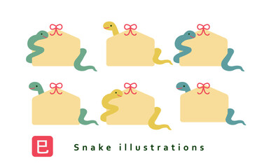 巳年の絵馬イラストセット