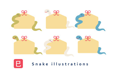 巳年の絵馬イラストセット