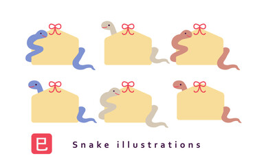 巳年の絵馬イラストセット