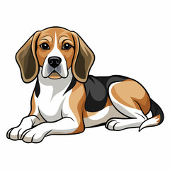 Beagle Lying Down color art Vector