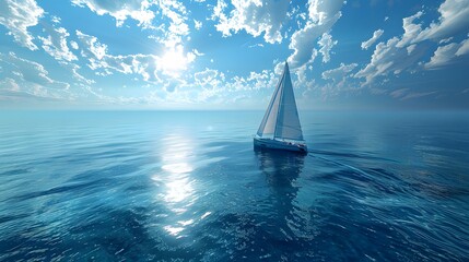wind boats sail on the flat sea