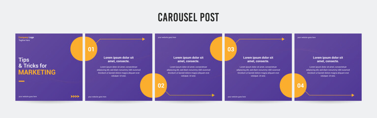 Editable Instagram Carousel Post Layout Set, Social Media Marketing microblog template design, tips & tricks linkedin post template, eps 10.	