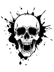 Skull icon design splash silhouette vector art illustration
