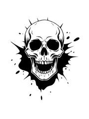 Skull icon design splash silhouette vector art illustration
