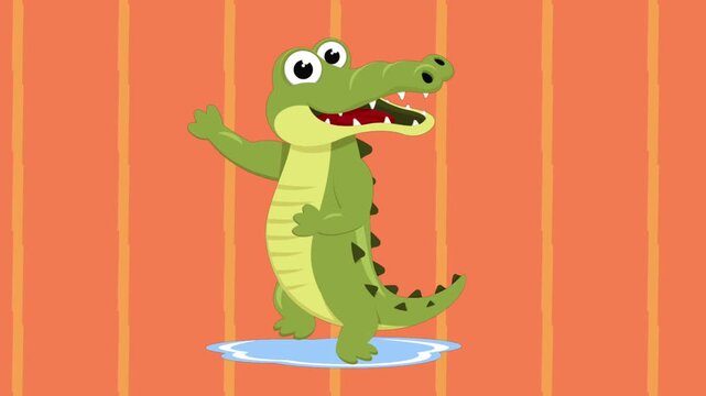 Cute Dancing Crocodile 2D cartoon animation