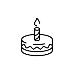 Birthday cake icon. Simple birthday cake icon with a candle on top for social media, app, and web design. Vector illustration.