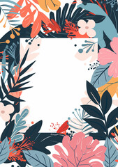 Seasonal Botanical Frame - Summer and Autumn Design Template