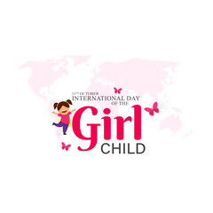 Vector illustration of International Day of the Girl Child social media feed template