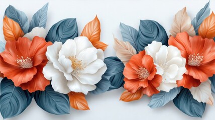 A symmetrical banner design featuring a central floral motif, creating a harmonious and balanced composition.