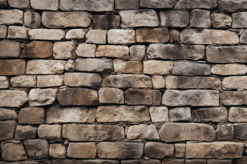Fototapeta premium Processed collage of old medieval stone wall texture in daylight. Background for banner