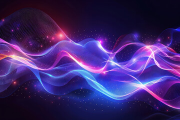 Fototapeta premium Futuristic Digital Waves with Blue and Purple Gradient