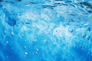 Fototapeta premium Processed collage of blue water waves texture in sunlight. Background for banner, backdrop