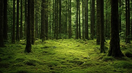 Fototapeta premium Forest Floor Covered In Moss