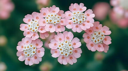 A cluster of delicate pink flowers with white centers.