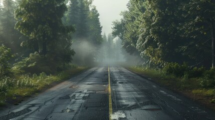 Obraz premium Misty Forest Road