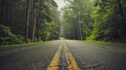 Obraz premium Empty Road Through Forest