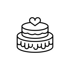 Two-tiered cake icon. Simple two-tiered cake icon with heart decoration on top for social media, app, and web design. Vector illustration.