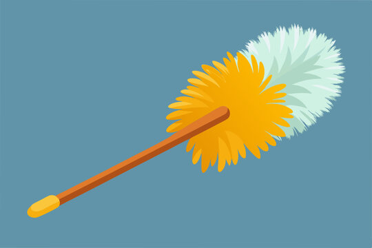 yellow and white duster on blue background clip art preview