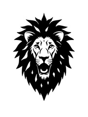 Illustration of lion head design silhouette vector art 