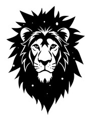 Illustration of lion head design silhouette vector art 