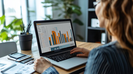 businesswoman working on laptop computer