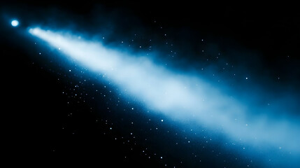 A comet streaking through space with a luminous tail and stars.