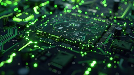 Fototapeta premium Green glowing computer chip