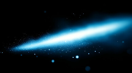 A cosmic scene depicting a blue light beam in space.
