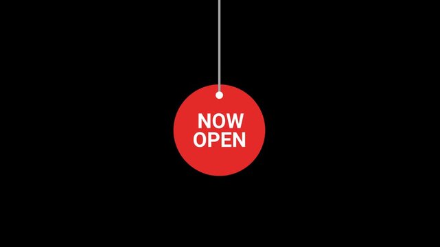 Now open hanging red sale tag Animation