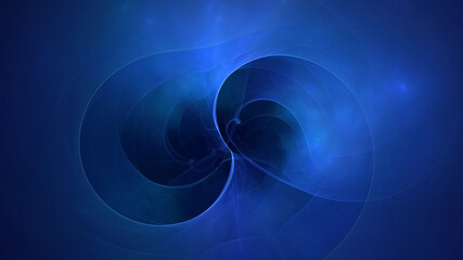 3D manual rendering abstract blue fractal light background. Its not AI Generatd illustration.