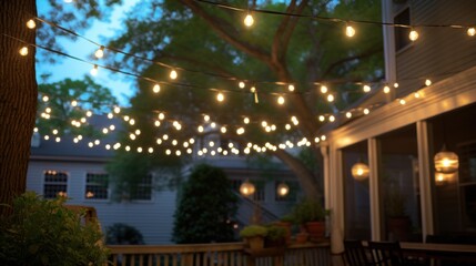 Fototapeta premium String Lights on a Backyard Patio