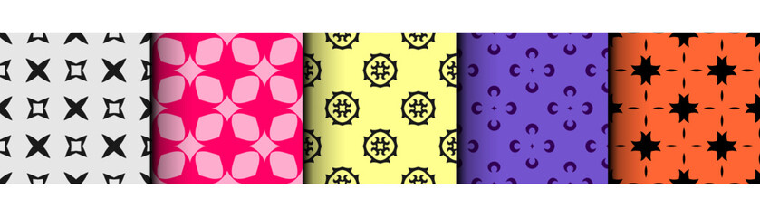 set of oriental decorative vintage retro Geometric floral seamless patterns minimalistic seamless patterns Textile tile ornament Damask graphic ornaments