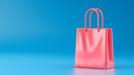 Vibrant pink shopping bag on a bright blue background, perfect for retail or marketing design concepts. Minimalist and eye-catching for ads.