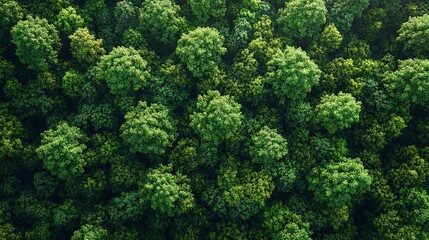 Naklejka premium Aerial View of Dense Green Forest Canopy