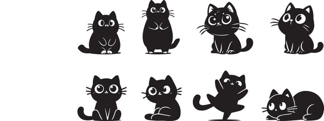 silhouettes of funny cat collection vector illustration. © Mohaiminul