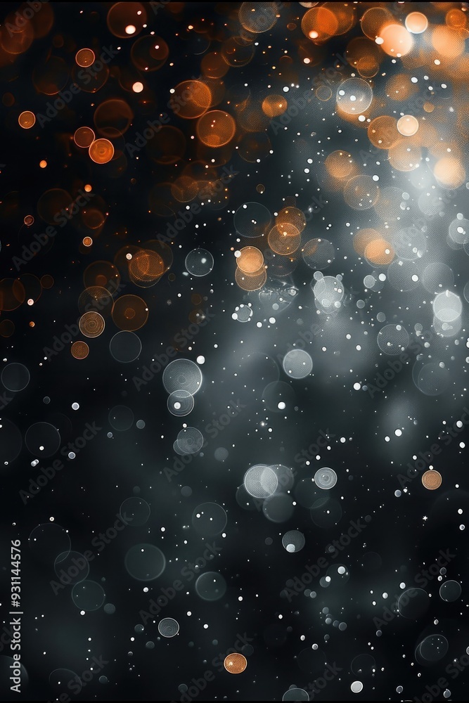 Poster little bokeh effect, black background. generative ai.