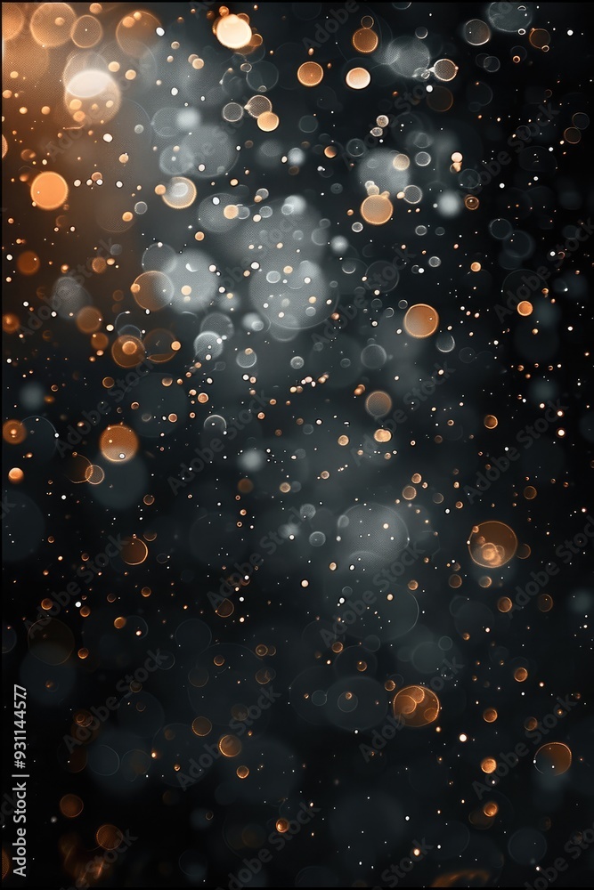 Poster little bokeh effect, black background. generative ai.