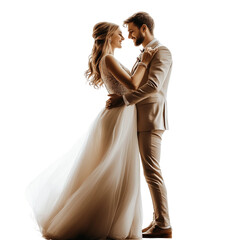 bride and groom isolated on white