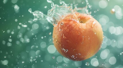 Peach splash on an emerald background. Soft and rich.