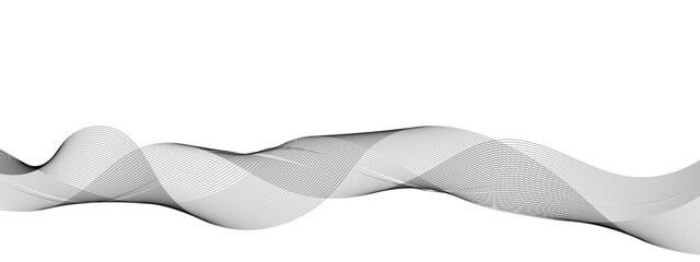 Abstract grey, white wavy smooth element swoosh speed wave modern stream curve and technology lines on transparent background. Thin line wavy abstract vector background. Curve wave seamless pattern. V