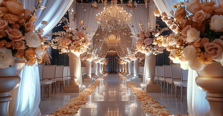 Luxury wedding decorations. Generative AI.