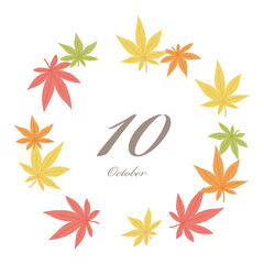 10月をイメージした紅葉のフレームイラスト素材
