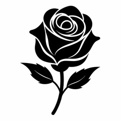 Rose Black illustration, silhouette