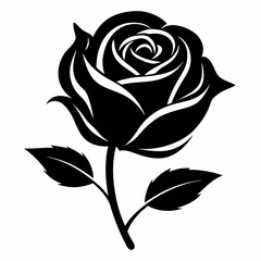 Rose Black illustration, silhouette