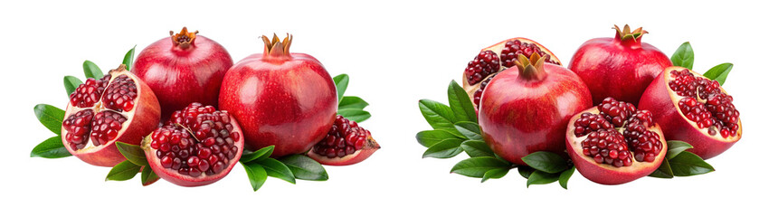 Fresh Pomegranate Fruits Cut Out with Clipping Path on Clear Background