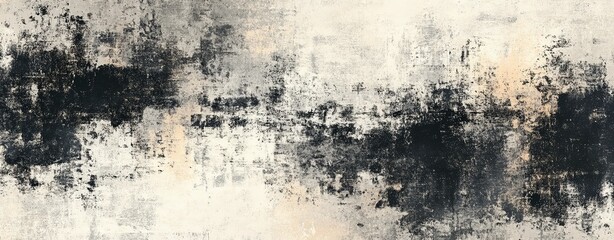 Obraz premium High-contrast grunge texture in black and white with gentle beige accents, featuring a distressed and worn effect, complemented by sophisticated gradient shifts