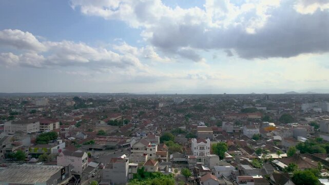 Aerial view of Jogyakarta City. Central Java, Indonesia, Jogjakarta
